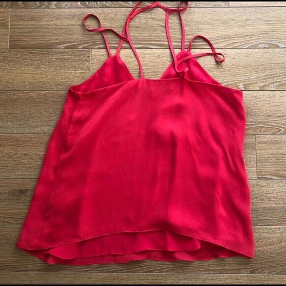 PARKER Knox 100% Silk Red/Orange Strappy Top - Picture 5 of 8